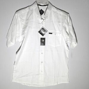 Blanc du Nil Button Down Mens M White NEW Cotton Short Sleeve Textured Shirt